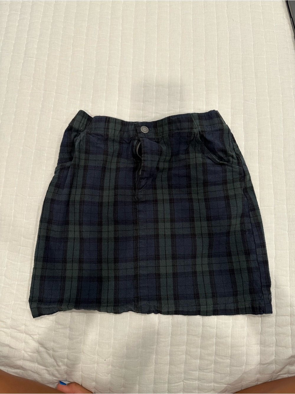 Hollister Navy and Dark Green Plaid Mini Skirt